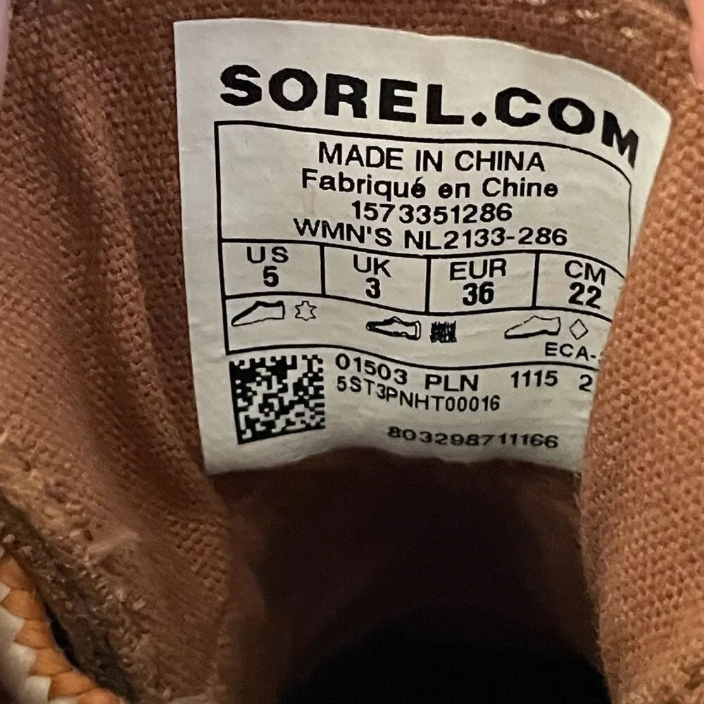 Sorel Out N About brown leather ankle duck boot women’s shoe size 5/youth 4.5